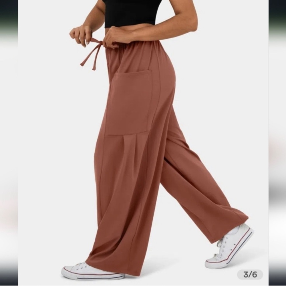 HALARA Elastic Waistband Wide Leg Pants